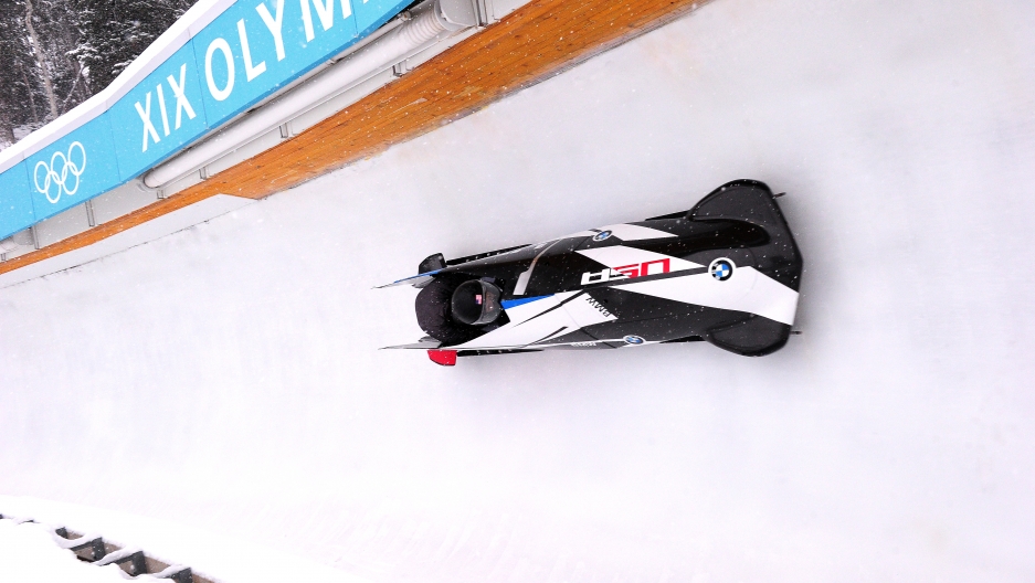 Team USA's 2-man sled at the Utah Olympic Park. Team USA's 2-man sled at the Utah Olympic Park.
